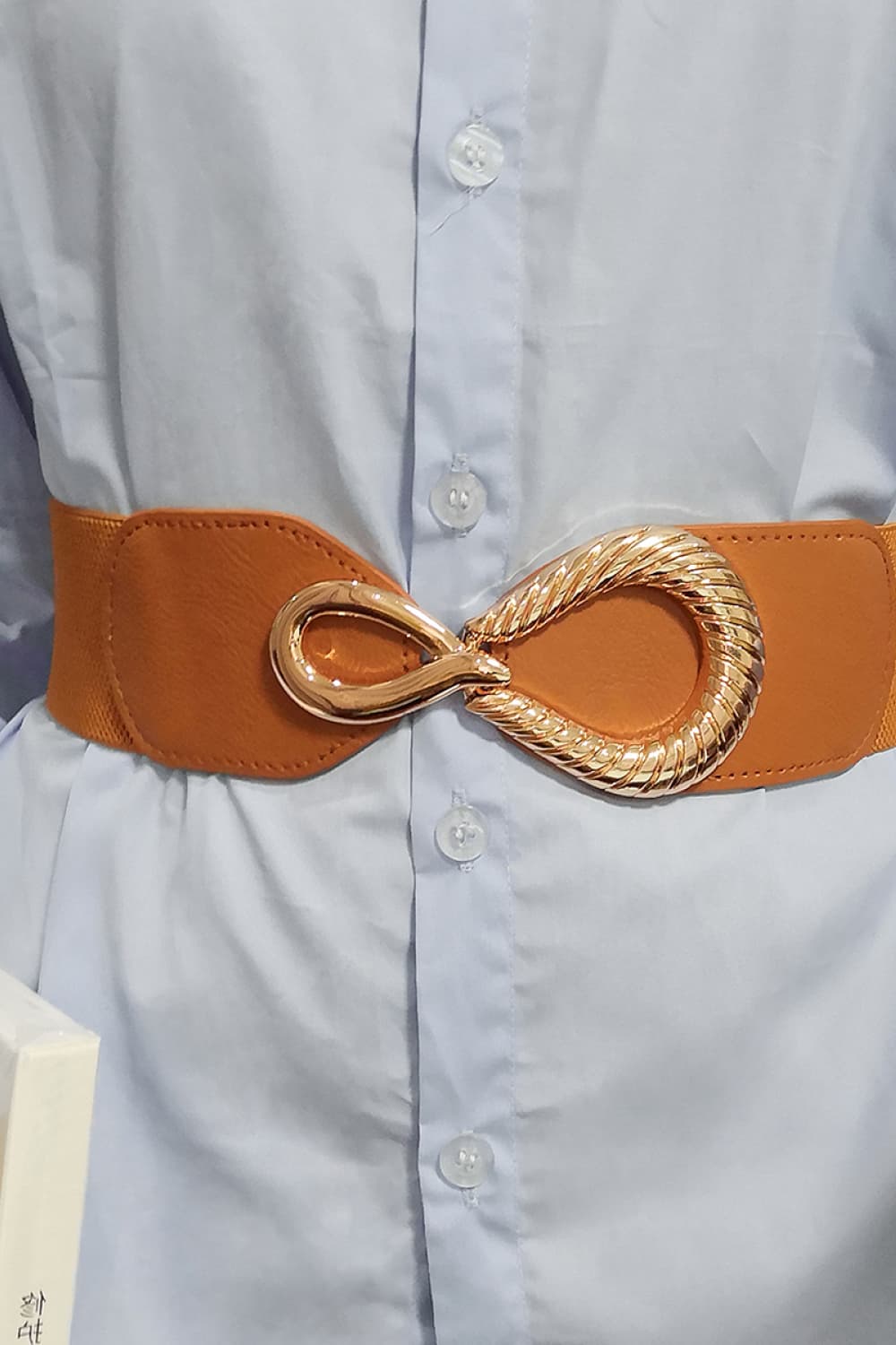 Ribbed Alloy Buckle Elastic Belt Carauana Store