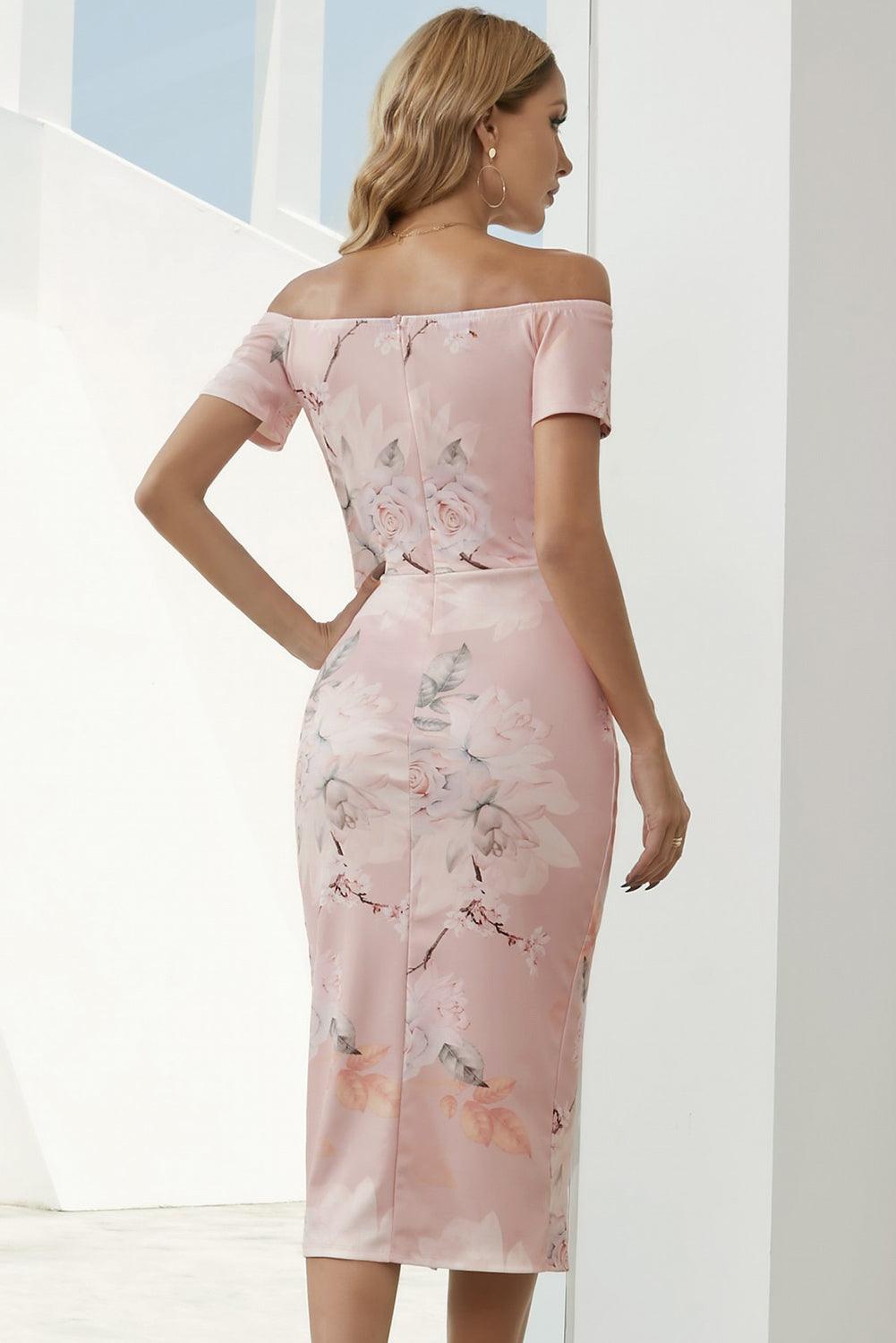 Printed Off-Shoulder Split Dress Carauana Store