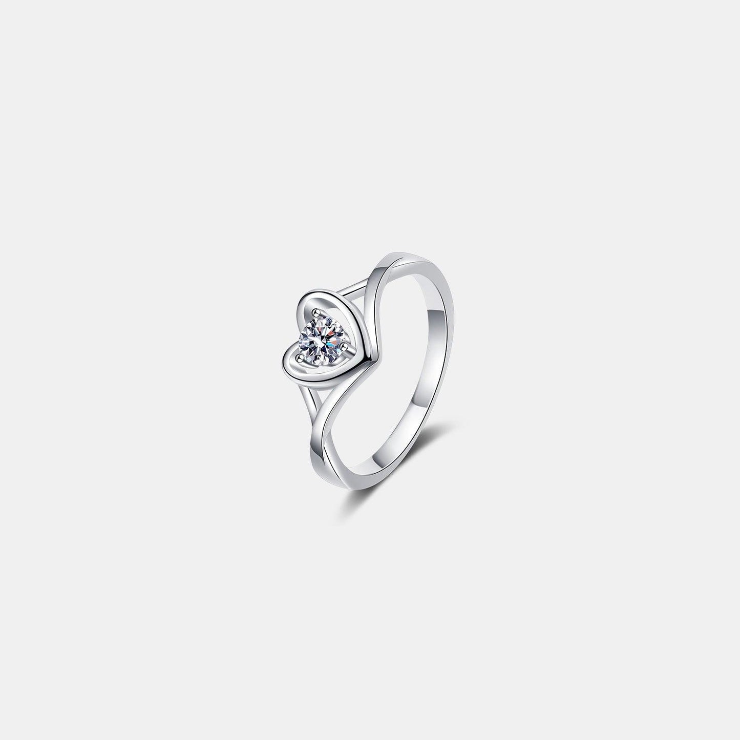 Moissanite Heart 925 Sterling Silver Ring Carauana Store