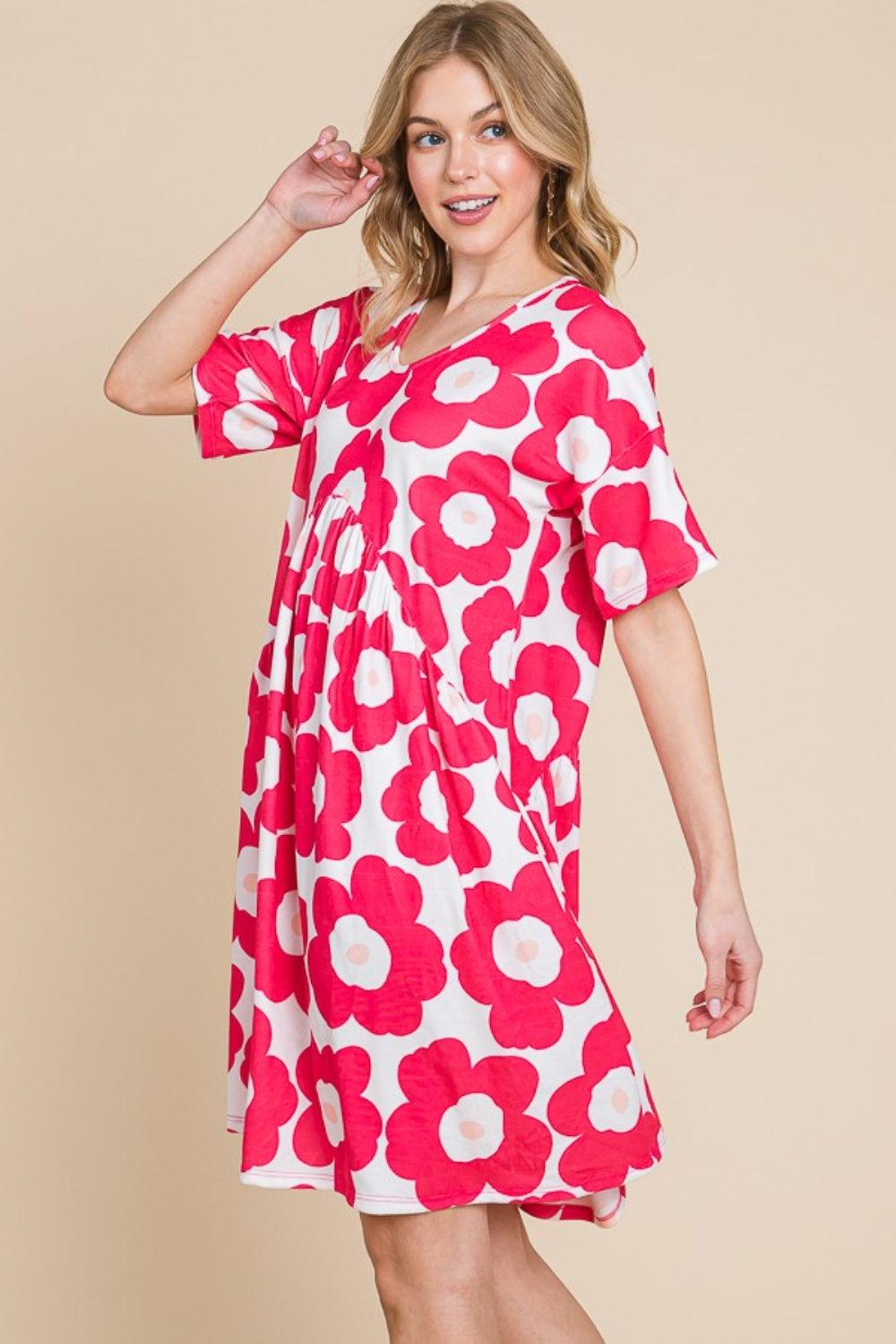 BOMBOM Flower Print Ruched Dress Carauana Store