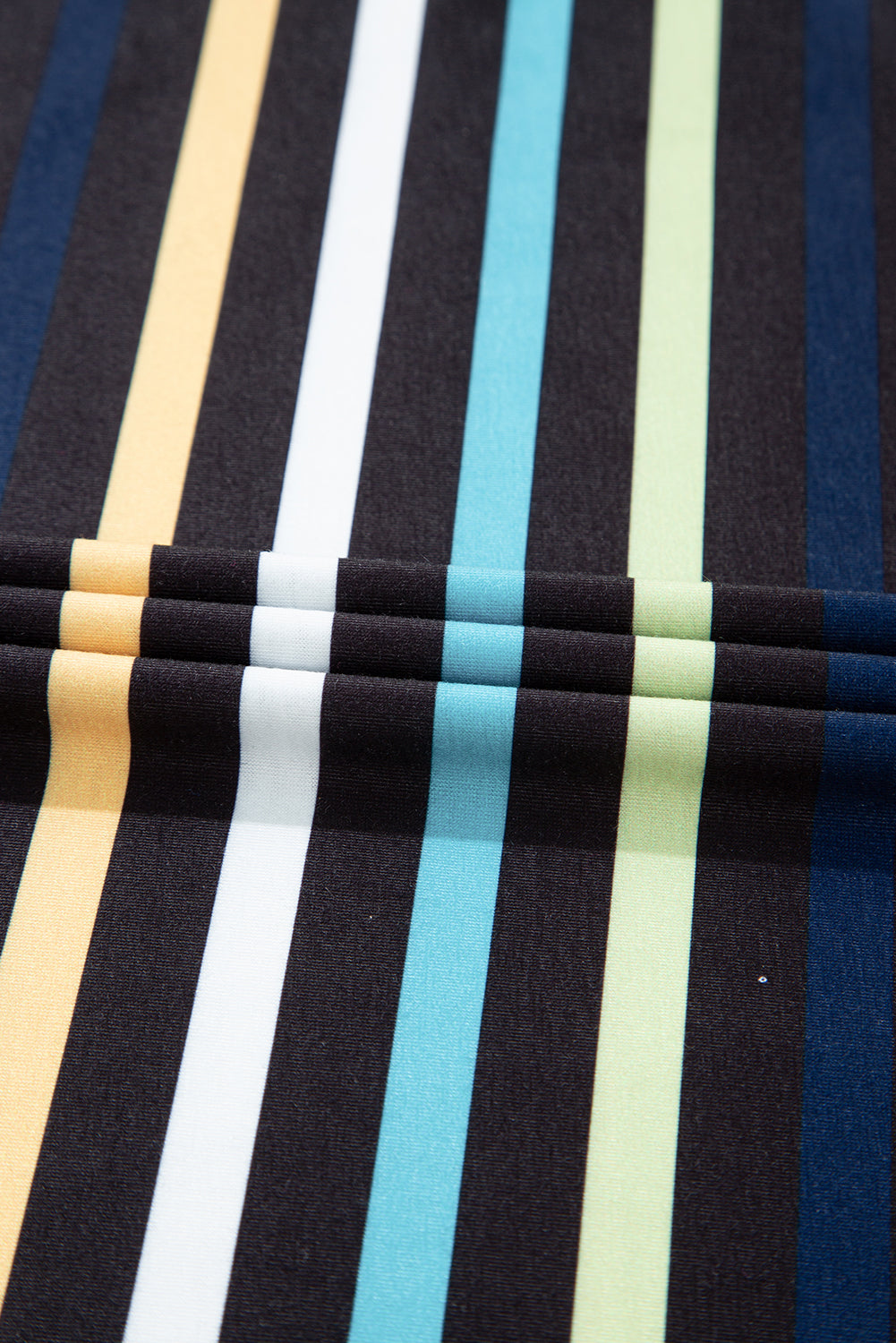 Black Stripe Multicolor Contrast Edge Crew Neck T Shirt