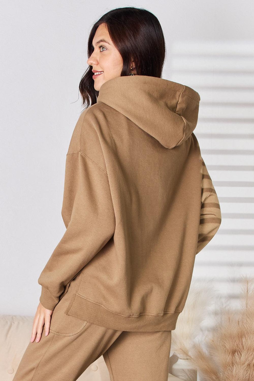 RISEN Drawstring Drop Shoulder Long Sleeve Hoodie Carauana Store