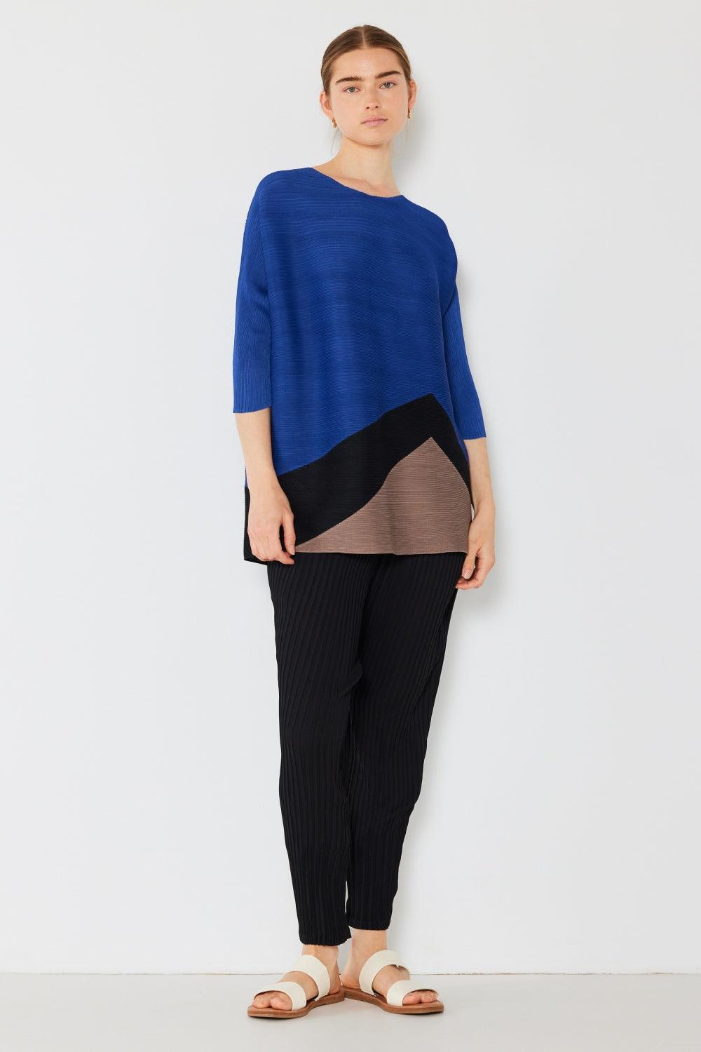 Marina West Swim Pleated Horizontal Rib Color Block Top Carauana Store