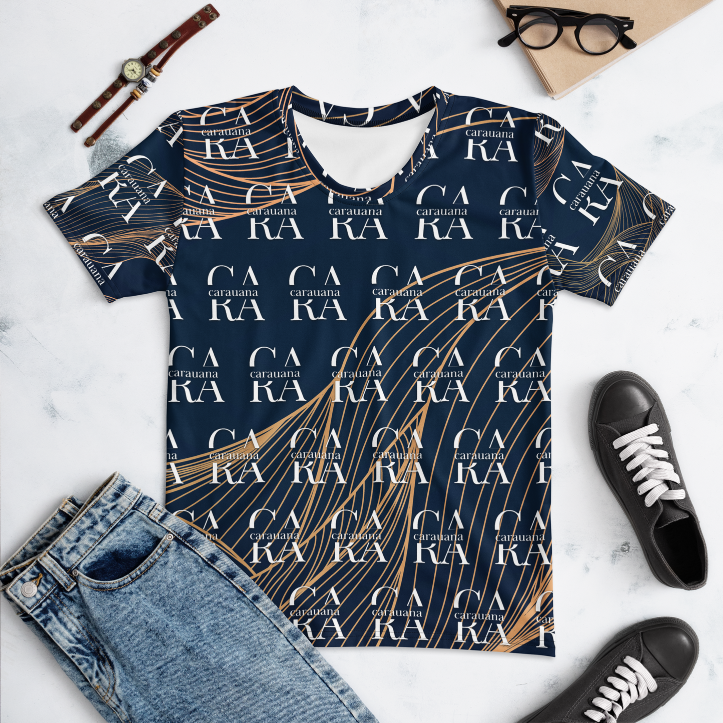Women's T-shirt blue gold Carauana Store