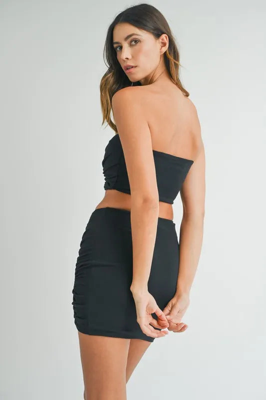 MABLE Ruched Tube Crop Top and Skirt Set Carauana Store