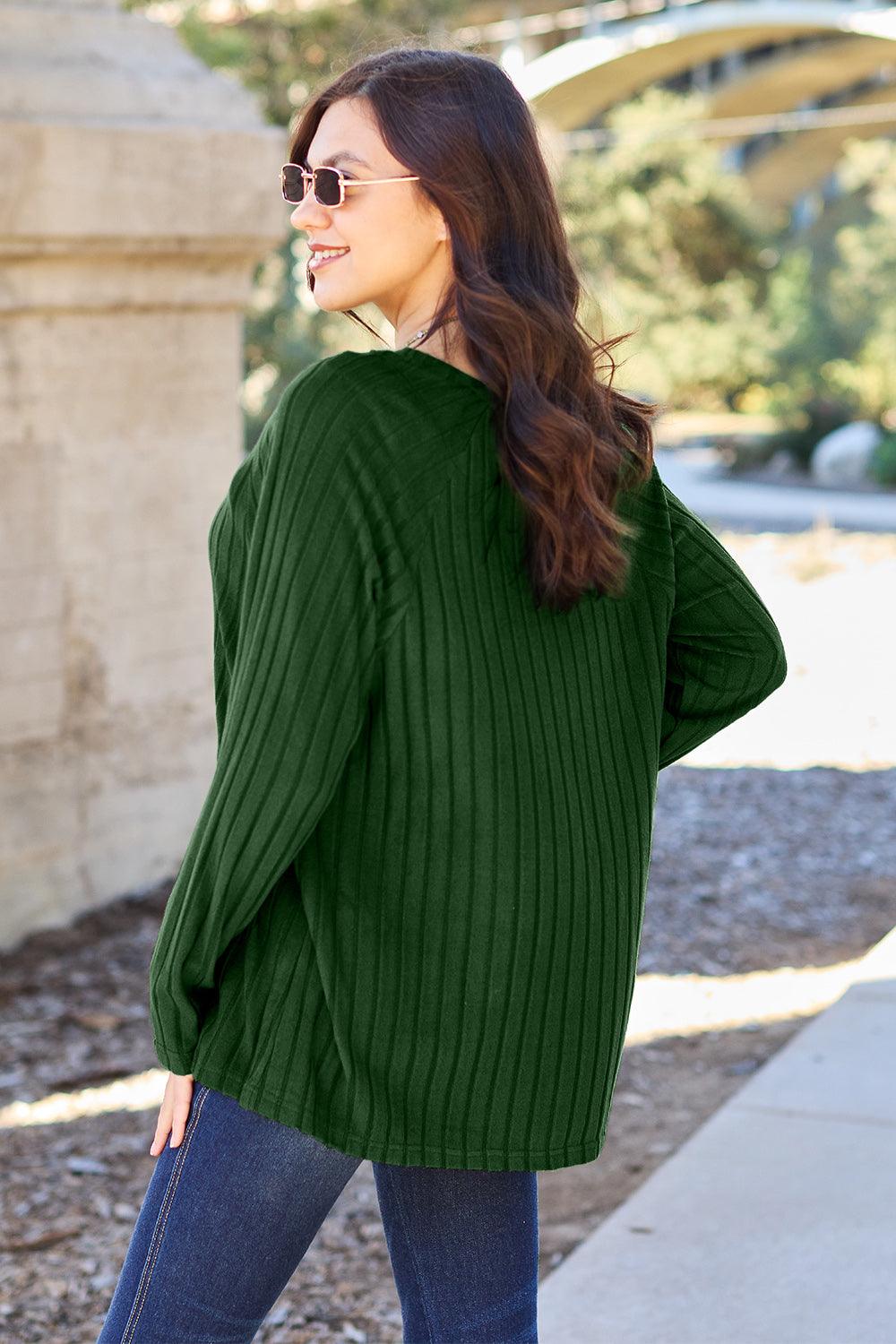 Basic Bae Full Size Ribbed Round Neck Long Sleeve Knit Top Carauana Store