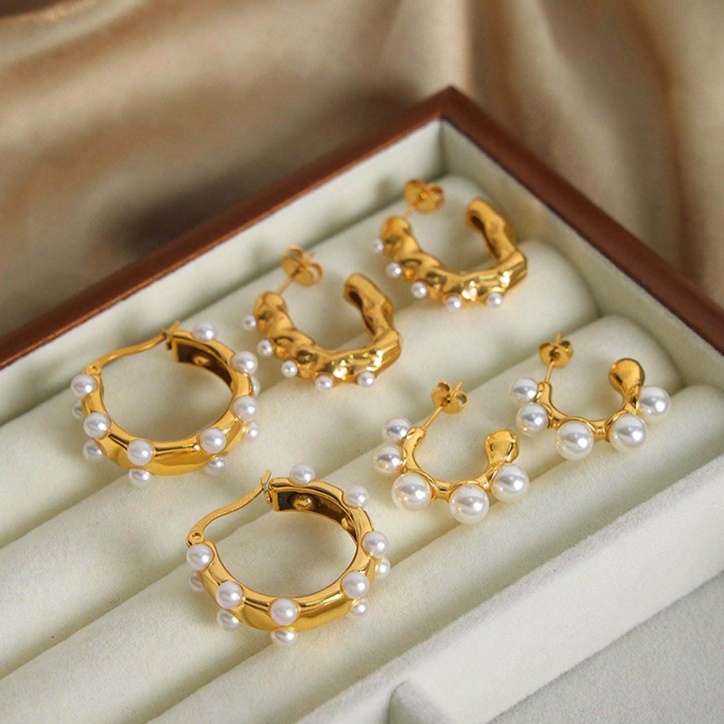 Synthetic Pearl 18K Gold-Plated Earrings Carauana Store