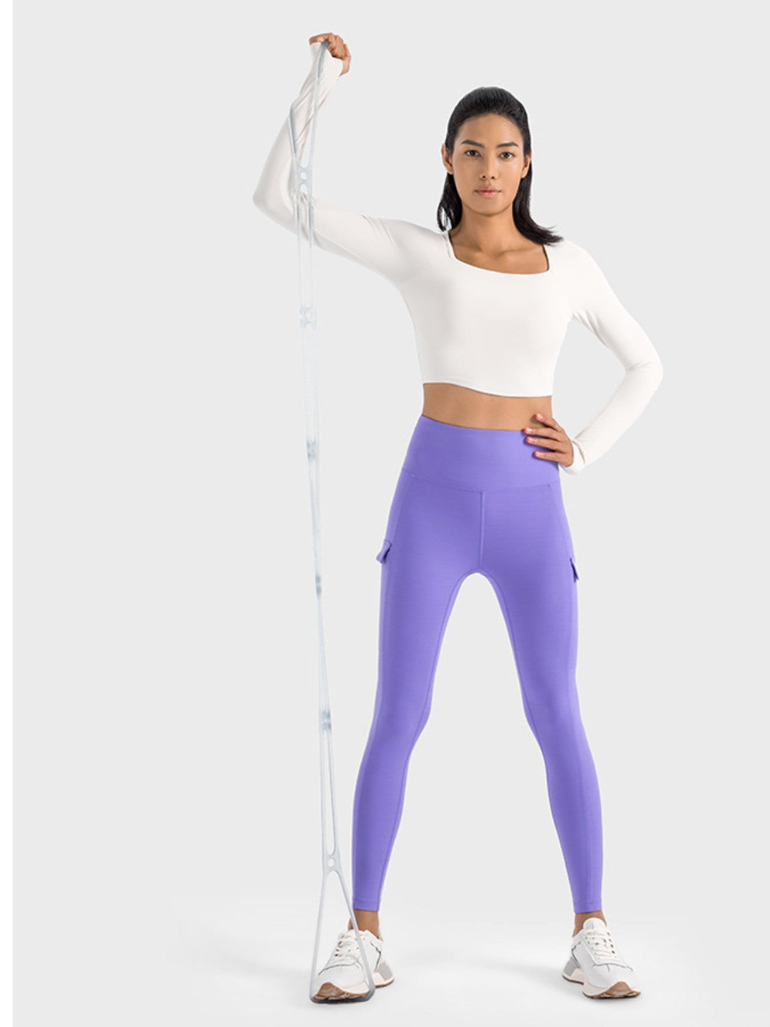 Millennia Square Neck Long Sleeve Cropped Sports Top Carauana Store
