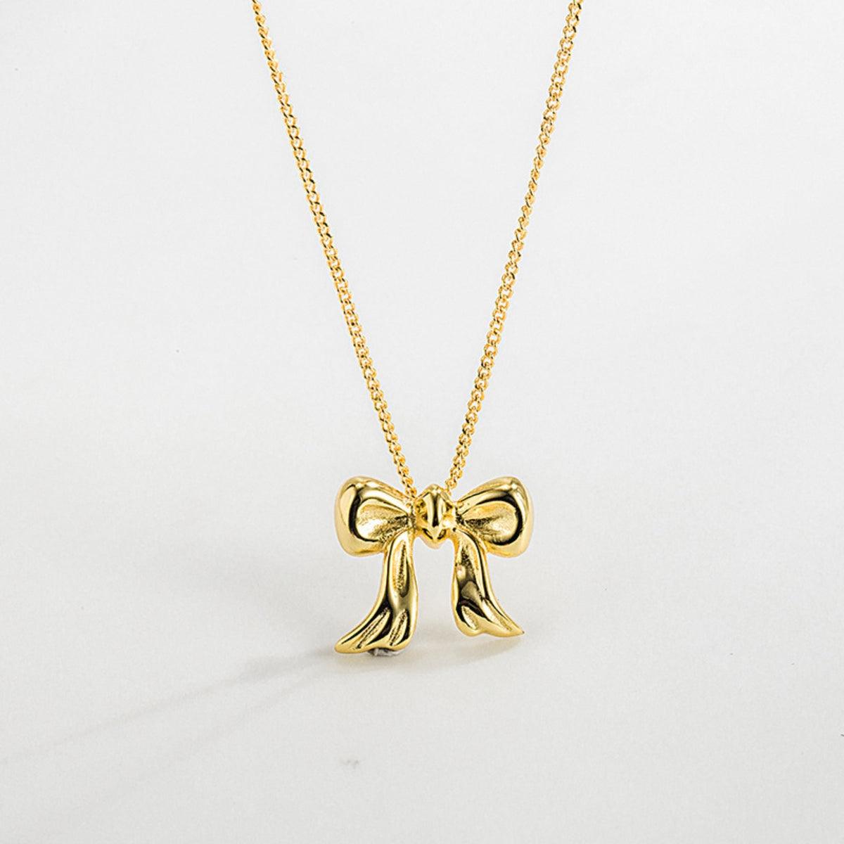 Copper Bow Shape Pendant Necklace Carauana Store