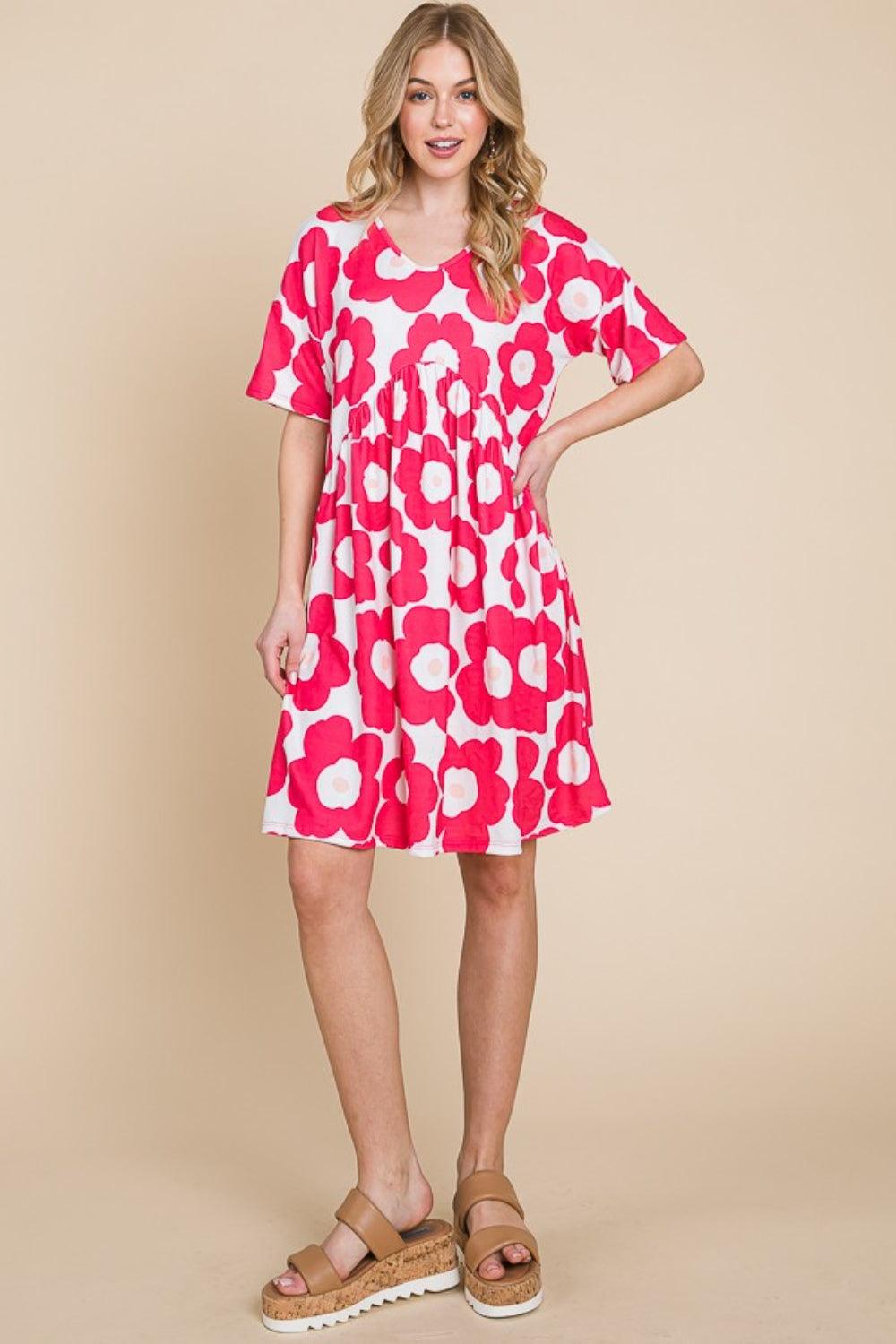 BOMBOM Flower Print Ruched Dress Carauana Store