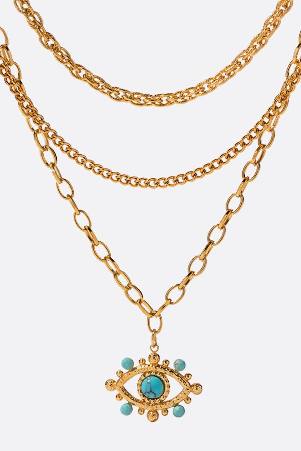 Evil Eye Design Turquoise Pendant Necklace Carauana Store