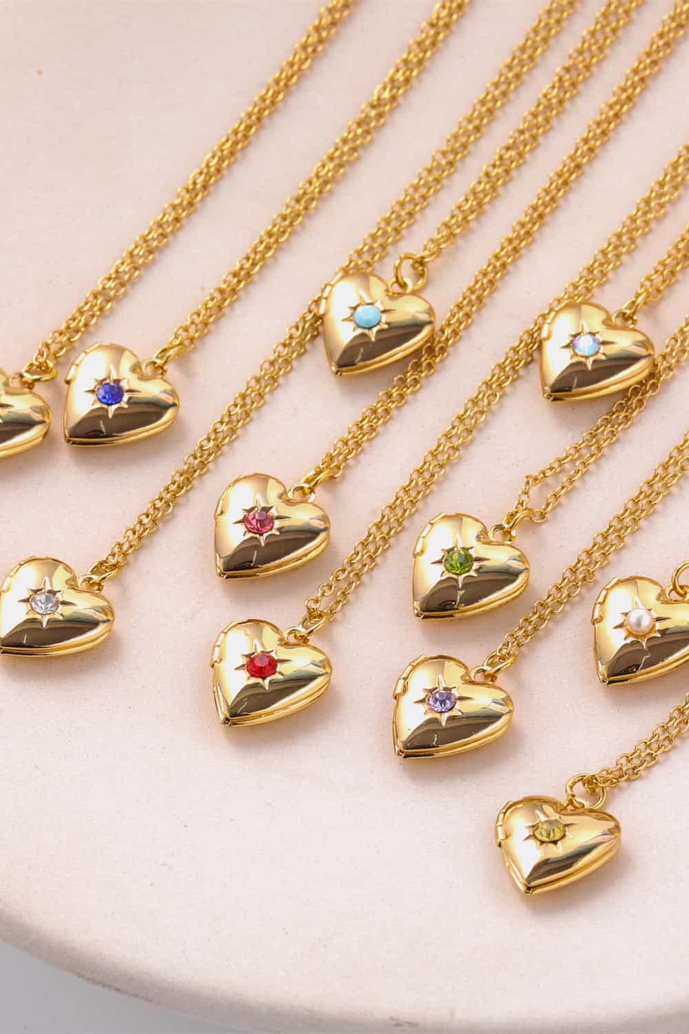 Zircon Heart Shape 14K Gold-Plated Pendant Necklace Carauana Store