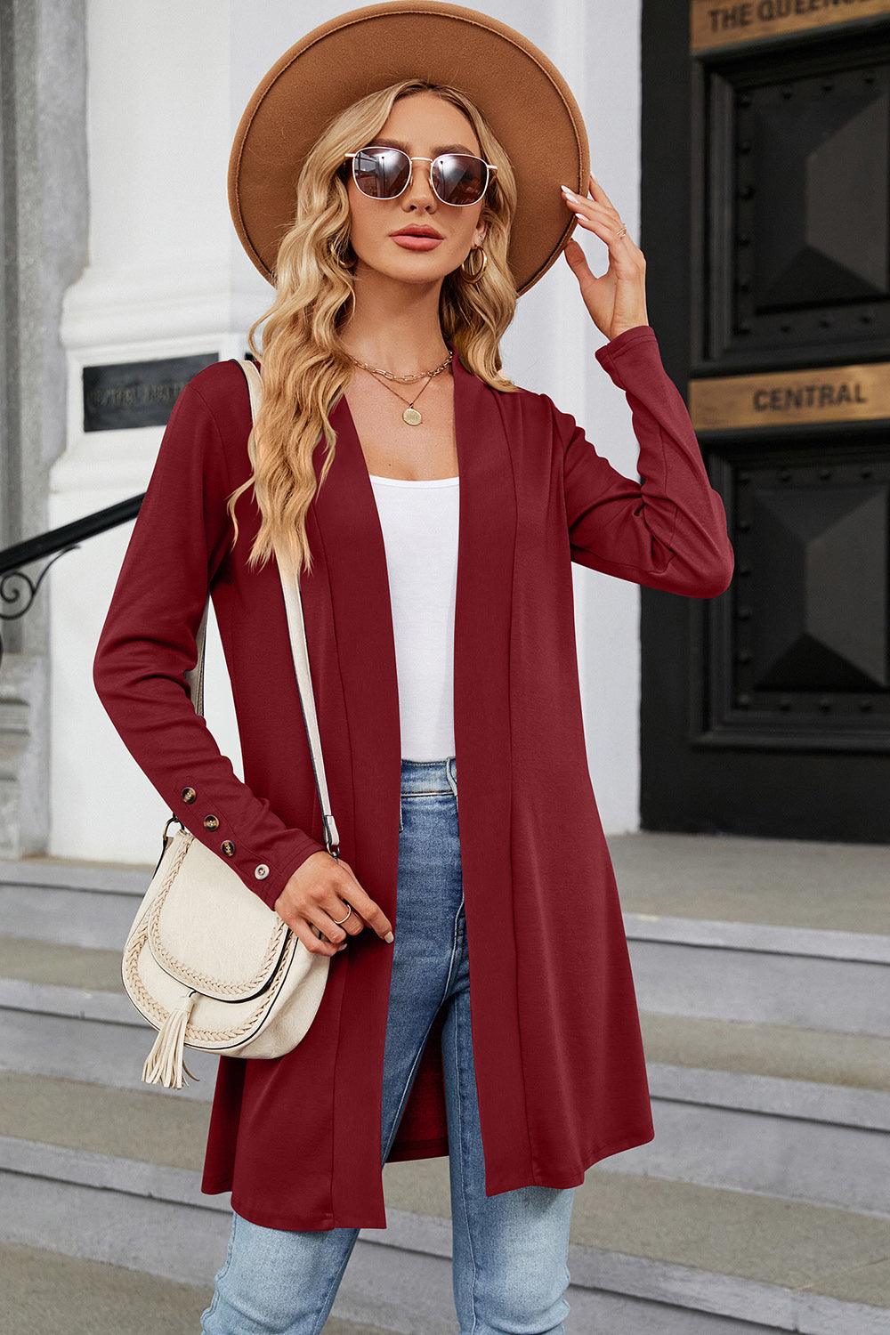 Open Front Long Sleeve Cardigan Carauana Store