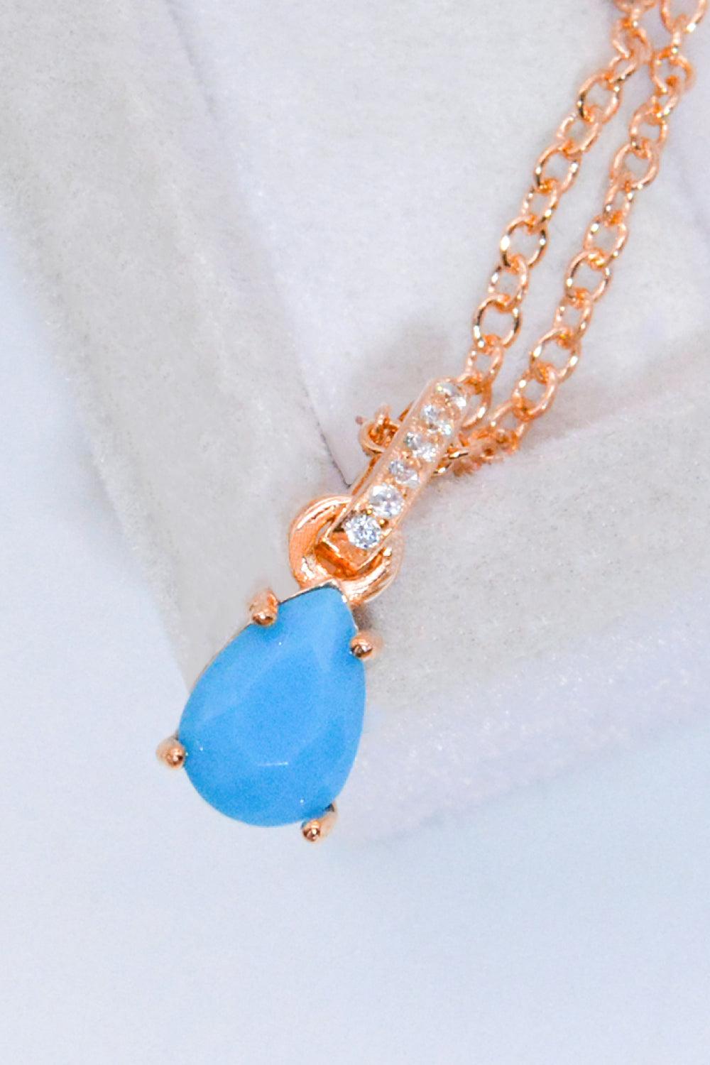 Teardrop Turquoise 4-Prong Pendant Necklace Carauana Store