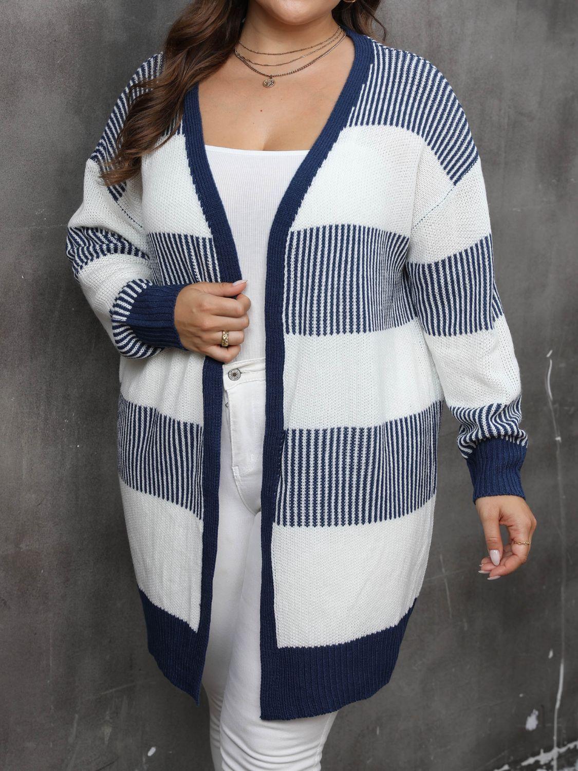 Plus Size Open Front Long Sleeve Cardigan Carauana Store