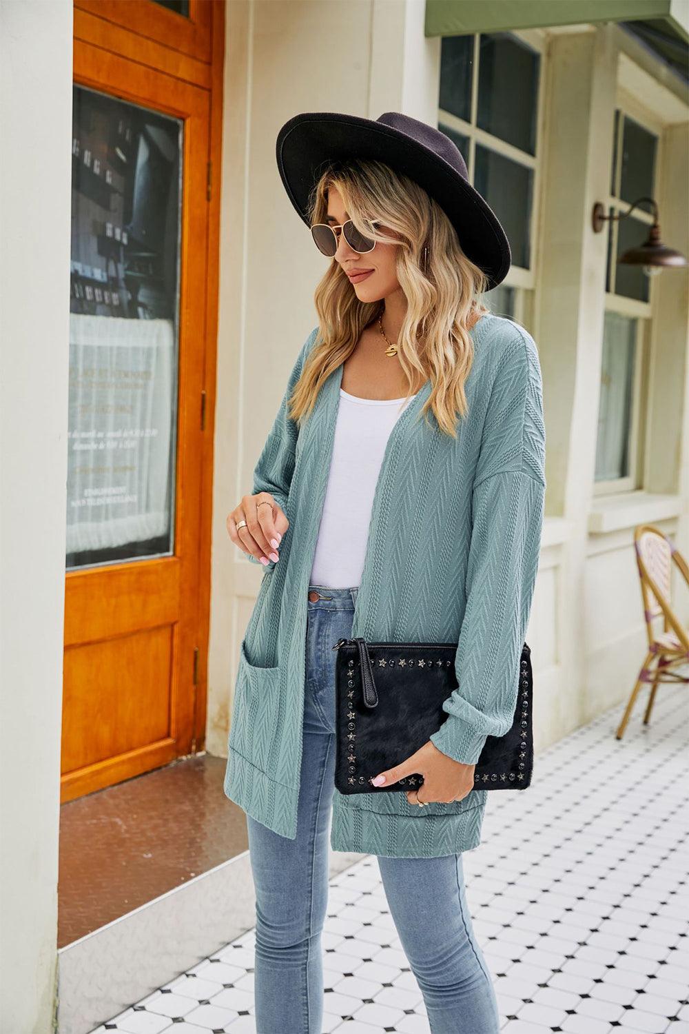 Long Sleeve Pocketed Cardigan Carauana Store