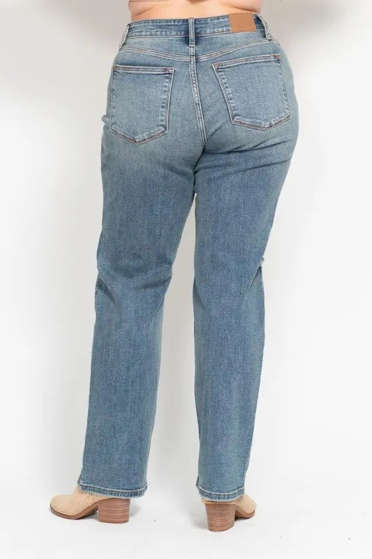 Judy Blue Full Size High Waist Distressed Dad Jean Plus Size Carauana Store