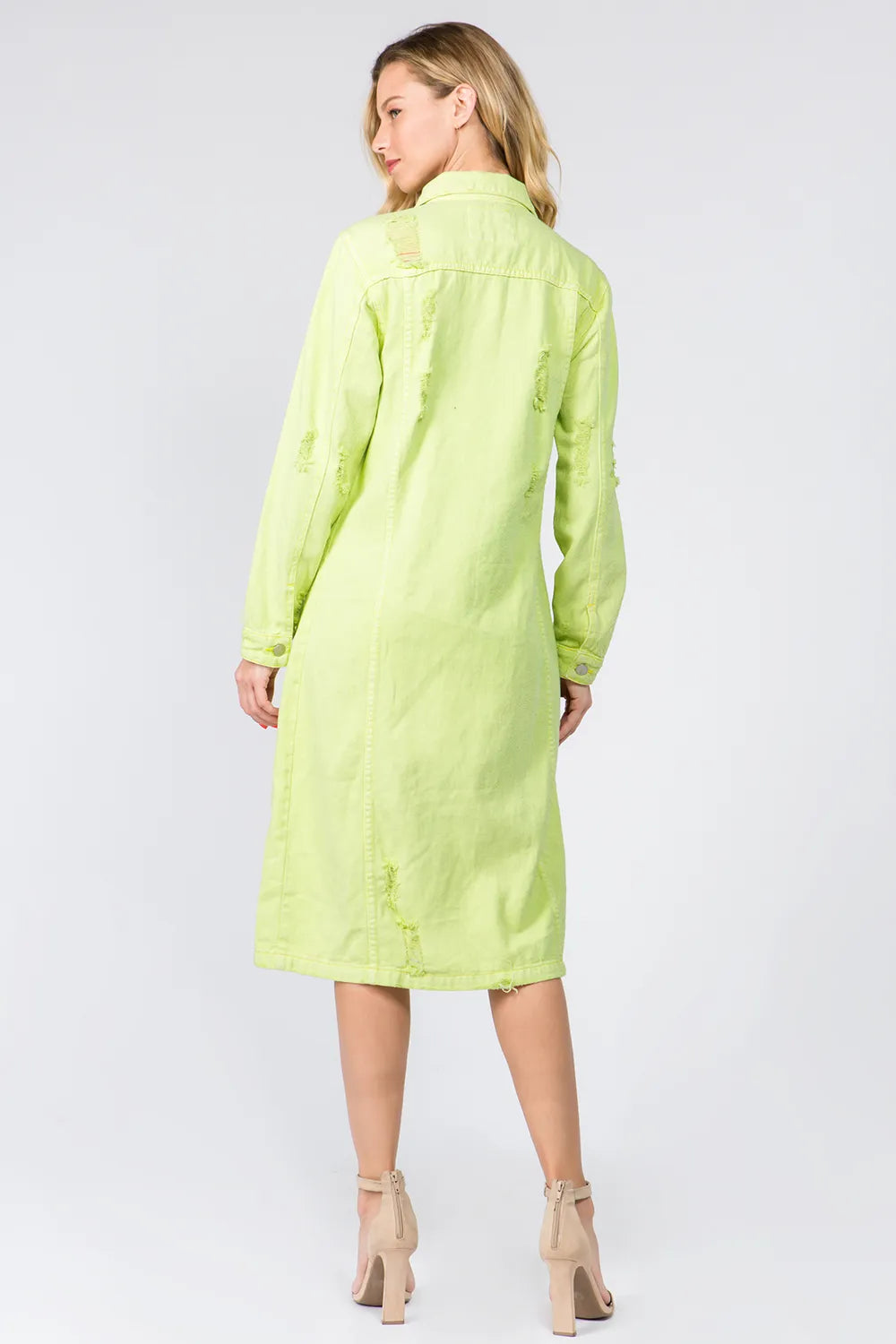American Bazi Button Up Distressed Denim Dress Carauana Store