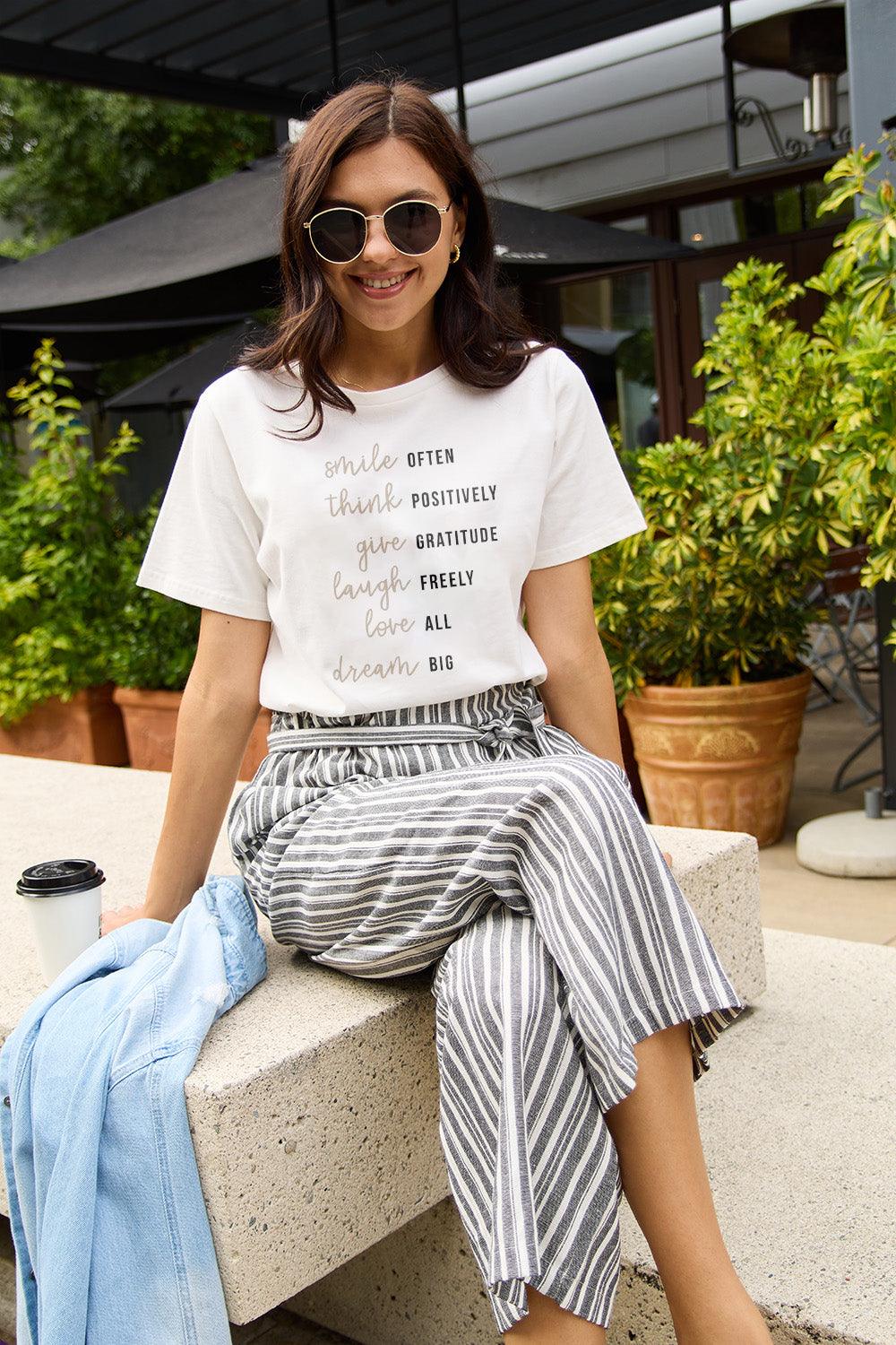 Simply Love Full Size Letter Graphic Short Sleeve T-Shirt Carauana Store