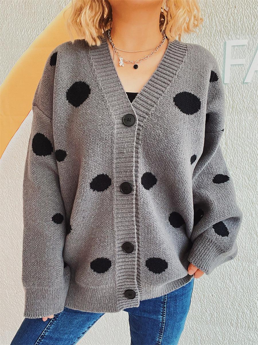 Polka Dot Button Up Cardigan Carauana Store