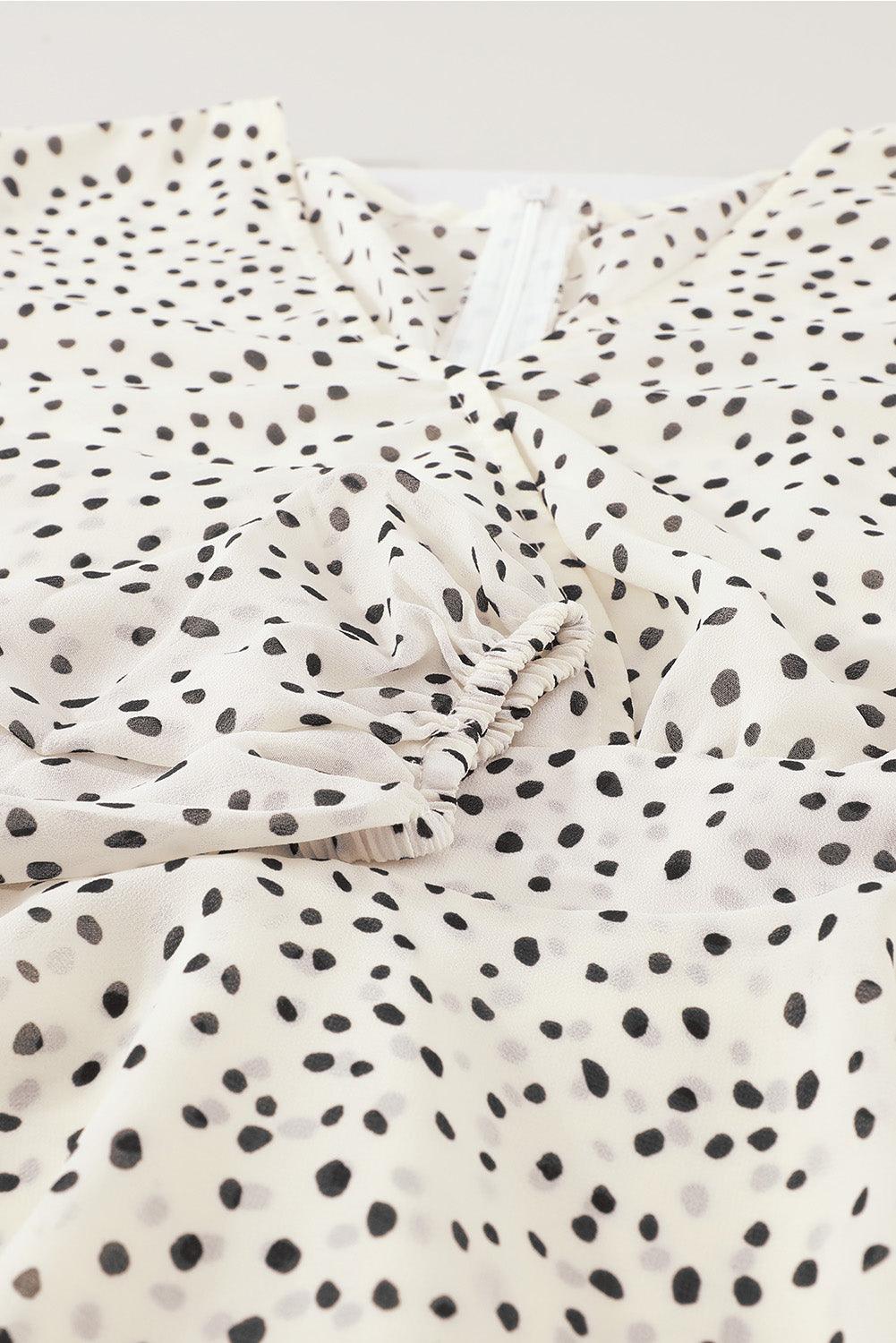 Tied Polka Dot Balloon Sleeve Layered Dress Carauana Store