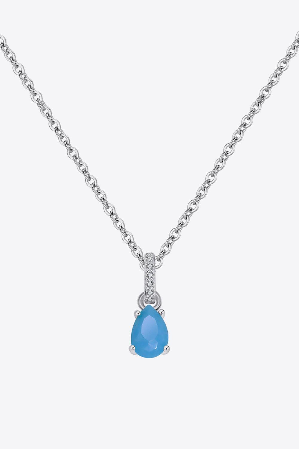 Teardrop Turquoise 4-Prong Pendant Necklace Carauana Store