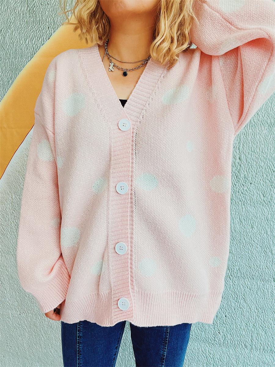 Polka Dot Button Up Cardigan Carauana Store
