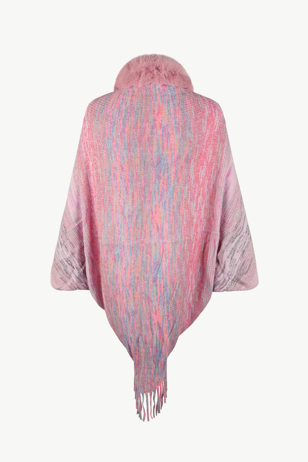 Open Front Fringe Hem Poncho Carauana Store