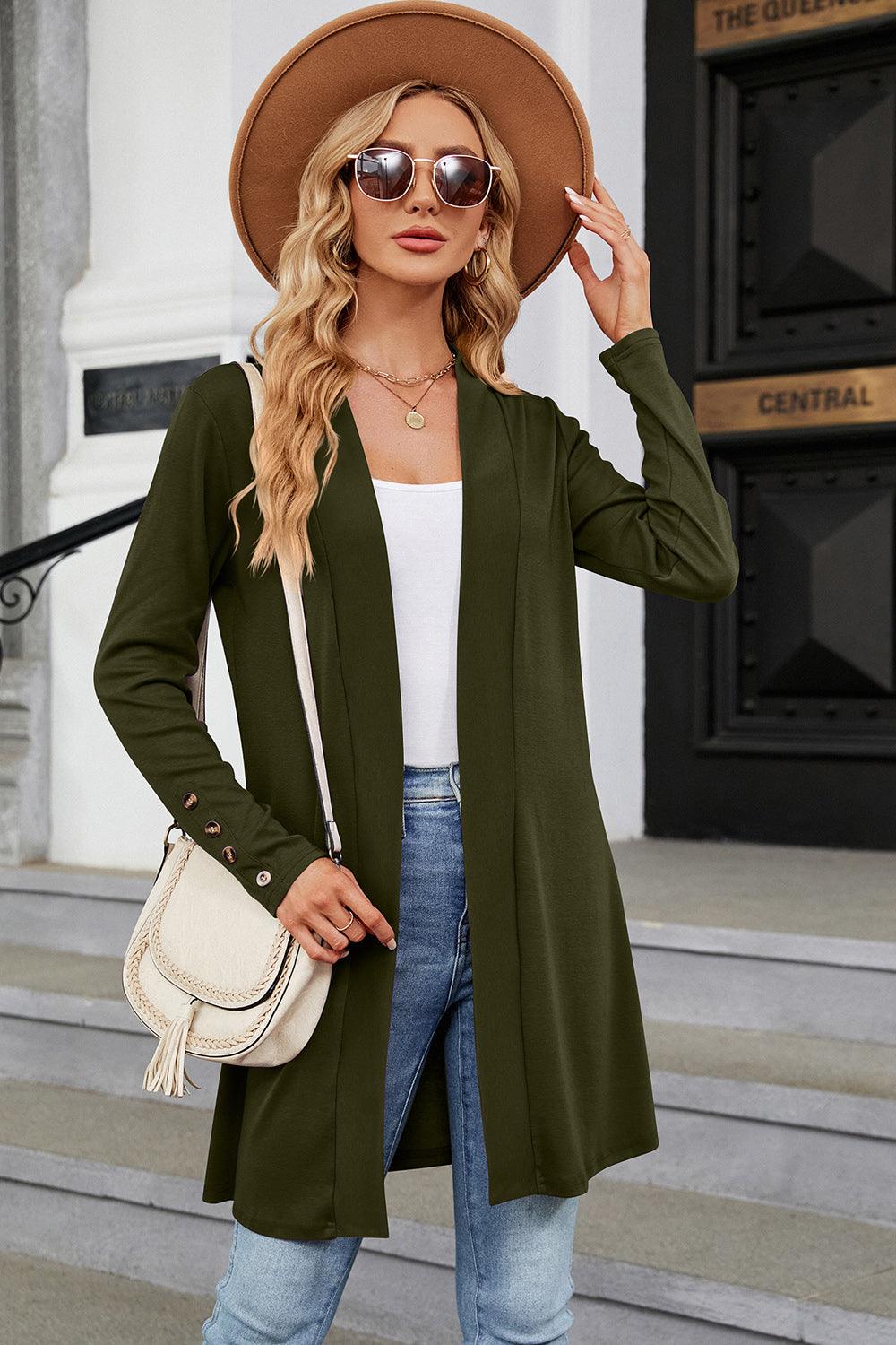 Open Front Long Sleeve Cardigan Carauana Store