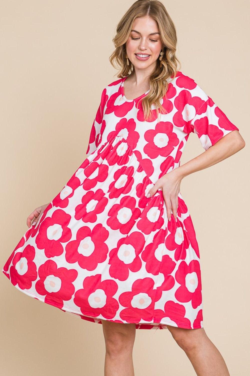 BOMBOM Flower Print Ruched Dress Carauana Store