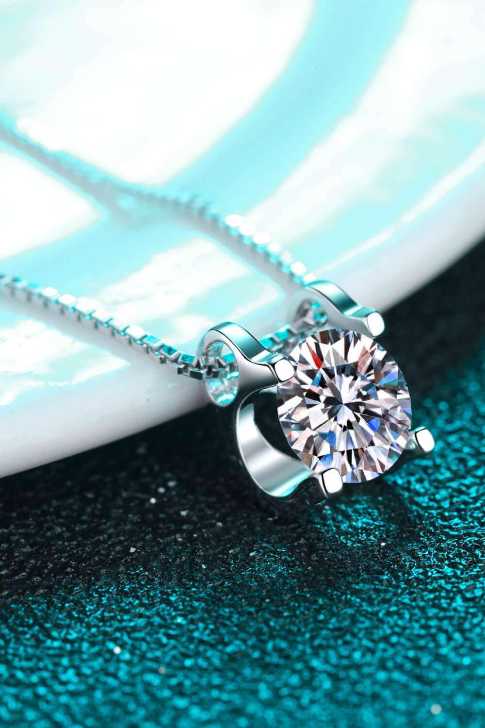 1 Carat Moissanite 925 Sterling Silver Chain Necklace Carauana Store