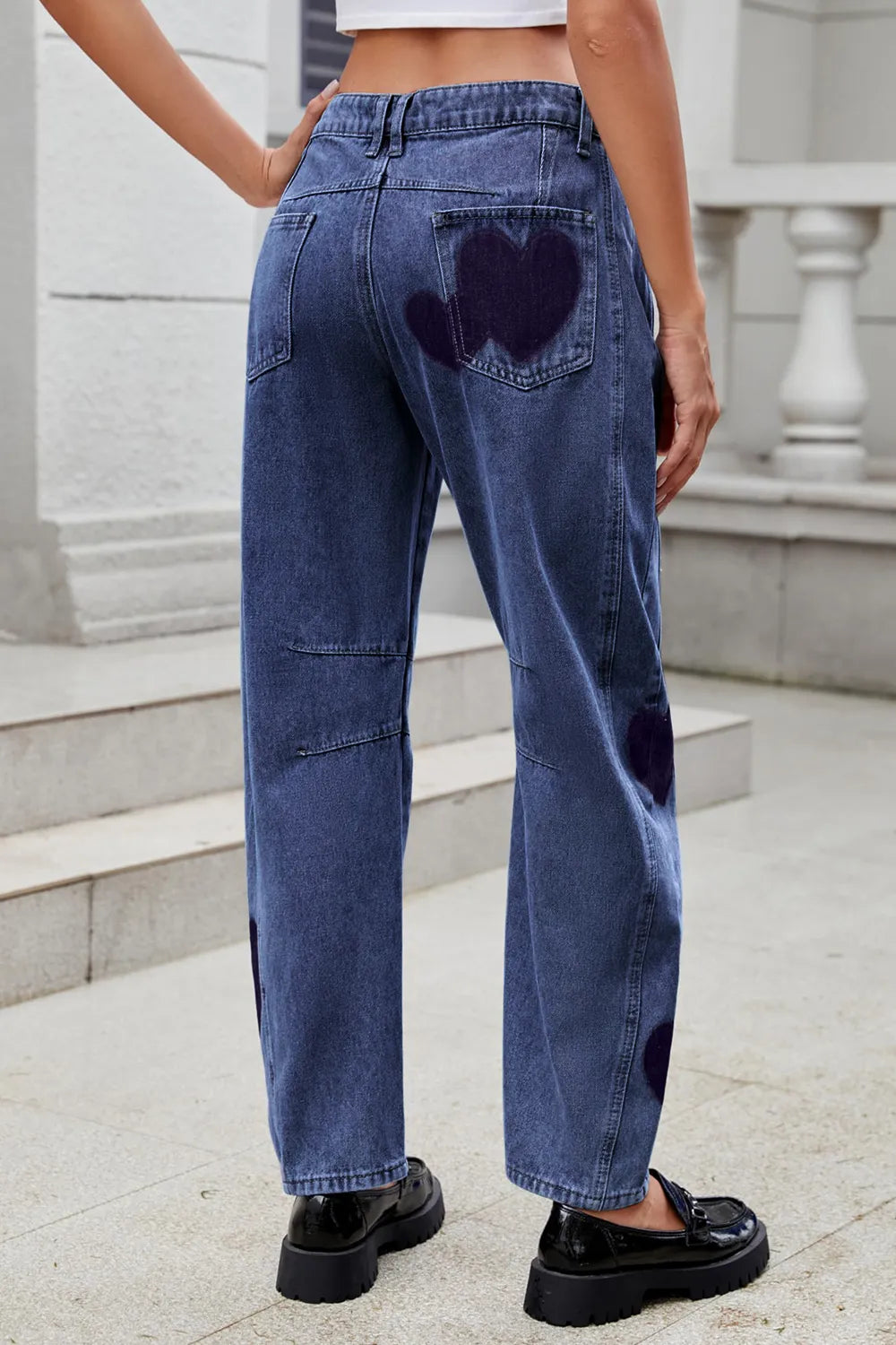 Heart Mid Rise Jeans with Pockets Carauana Store