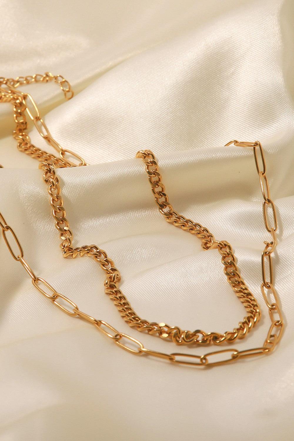18K Gold Plated Layered Chain Necklace Carauana Store