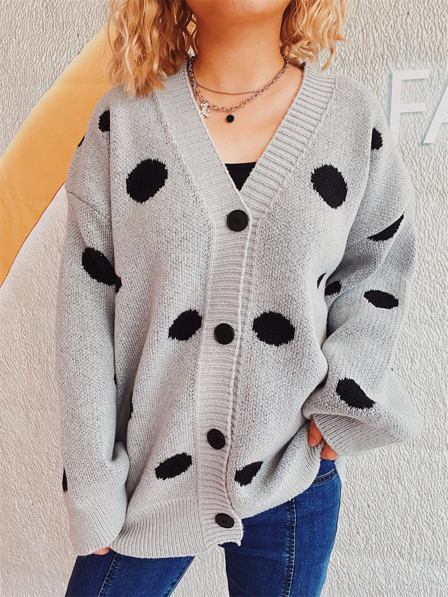Polka Dot Button Up Cardigan Carauana Store