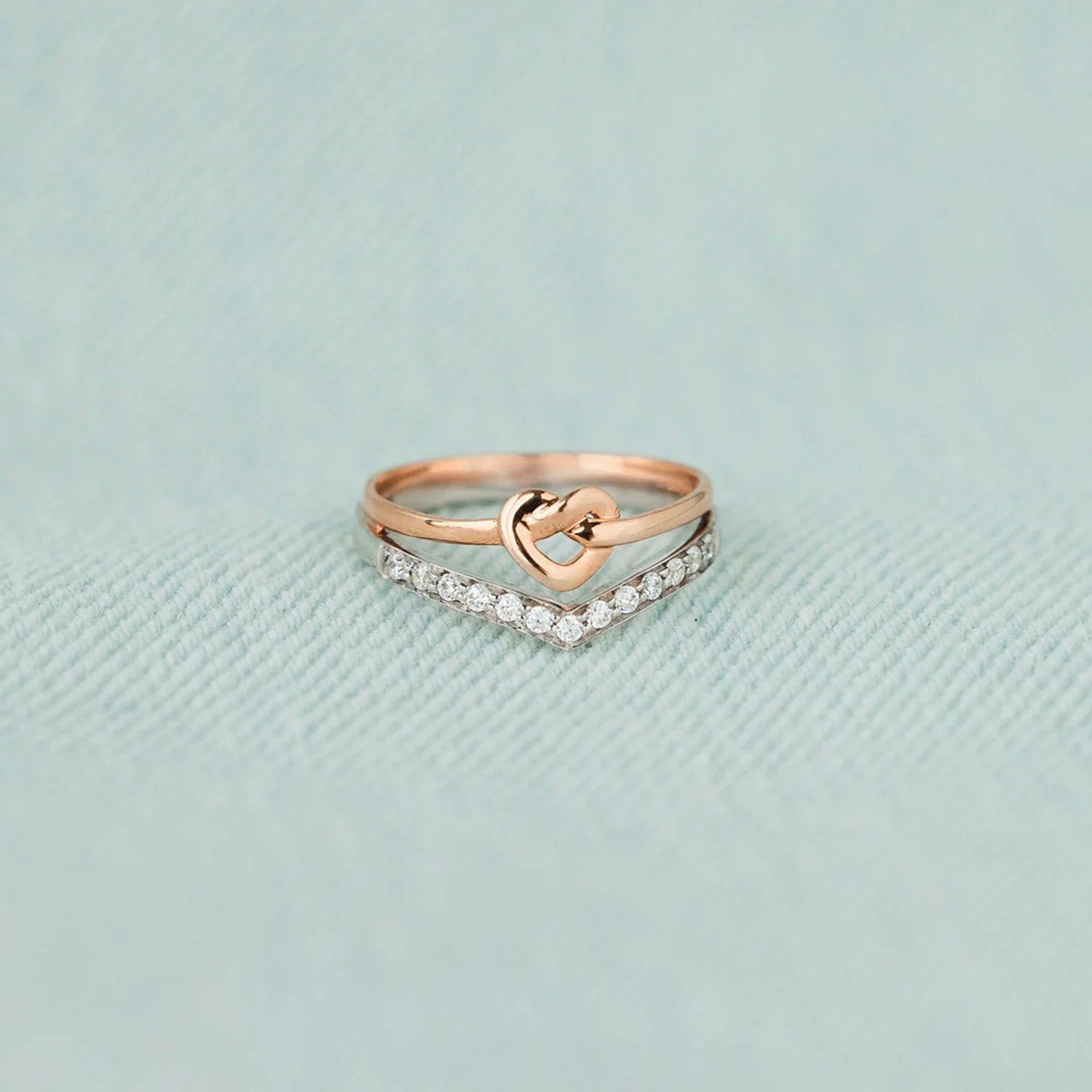 Knotted Heart Shape Inlaid Zircon Ring Carauana Store