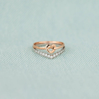 Knotted Heart Shape Inlaid Zircon Ring Carauana Store