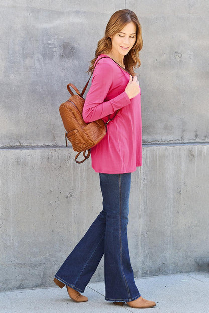 Basic Bae Full Size V-Neck Long Sleeve Top Carauana Store