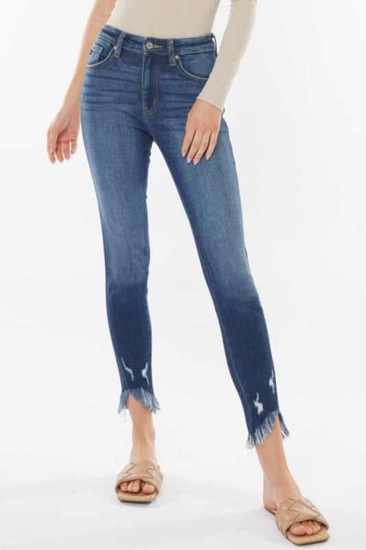 Kancan Raw Hem High Waist Cropped Jeans Carauana Store