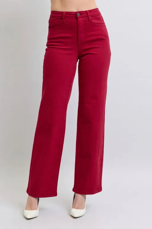 Judy Blue Full Size High Waist Heart Shaped Back Pockets 90's Straight Jeans Plus Size Carauana Store