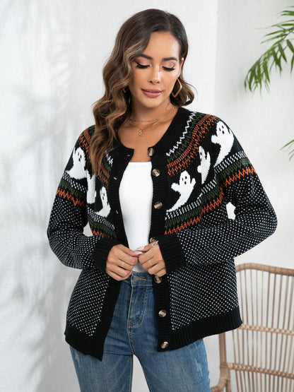 Ghost Button Up Long Sleeve Cardigan Carauana Store
