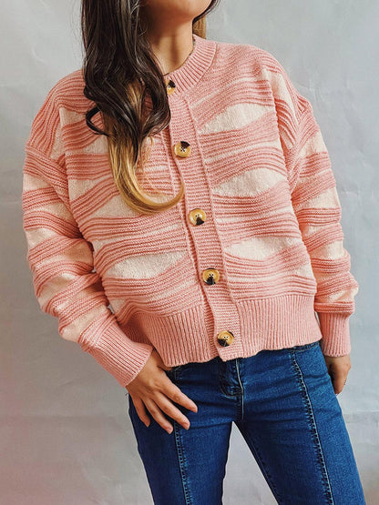 Color Block Button Front Cardigan Carauana Store