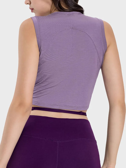 Millennia Drawstring Ruched Wide Strap Active Tank Carauana Store