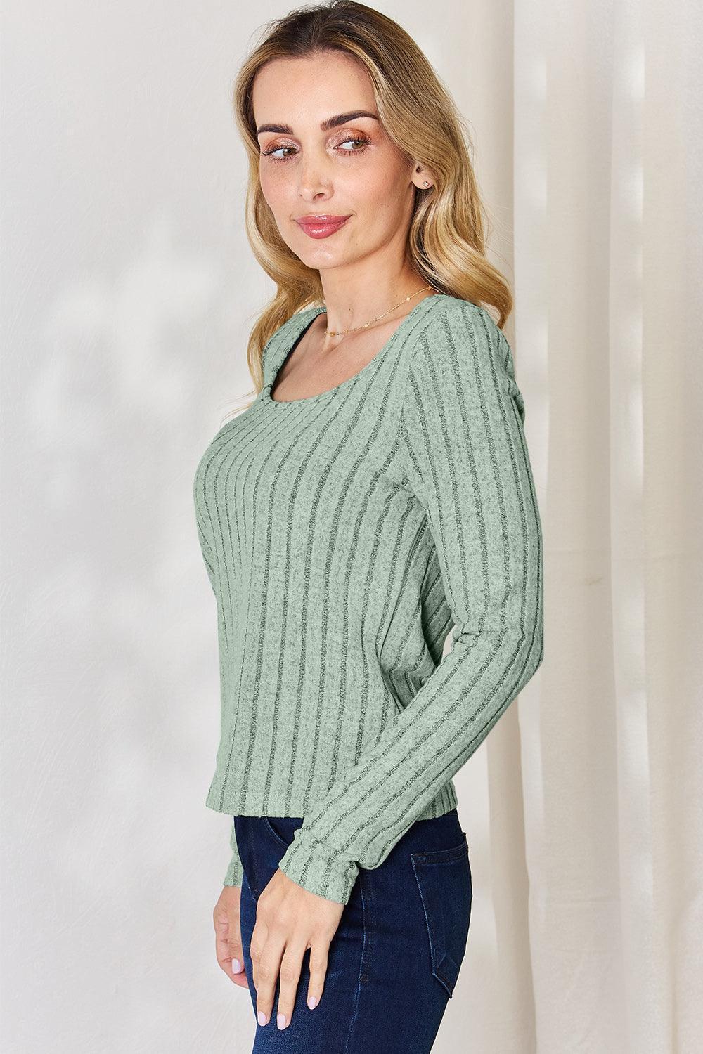 Basic Bae Full Size Ribbed Long Sleeve T-Shirt Carauana Store