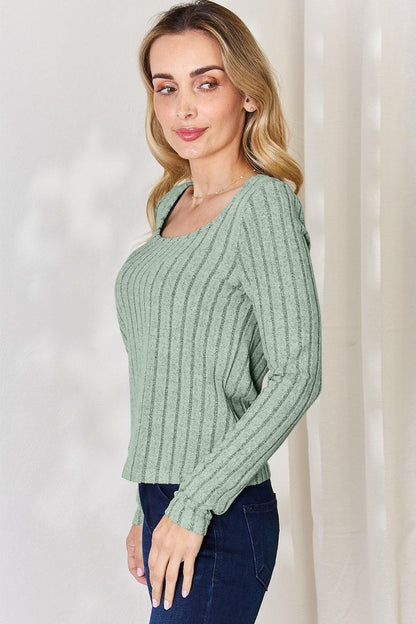 Basic Bae Full Size Ribbed Long Sleeve T-Shirt Carauana Store