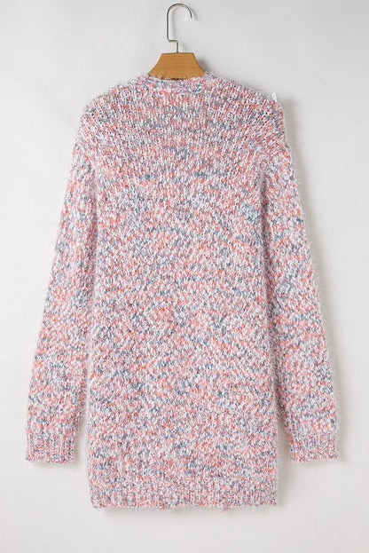Pocketed Open Front Long Sleeve Cardigan Carauana Store