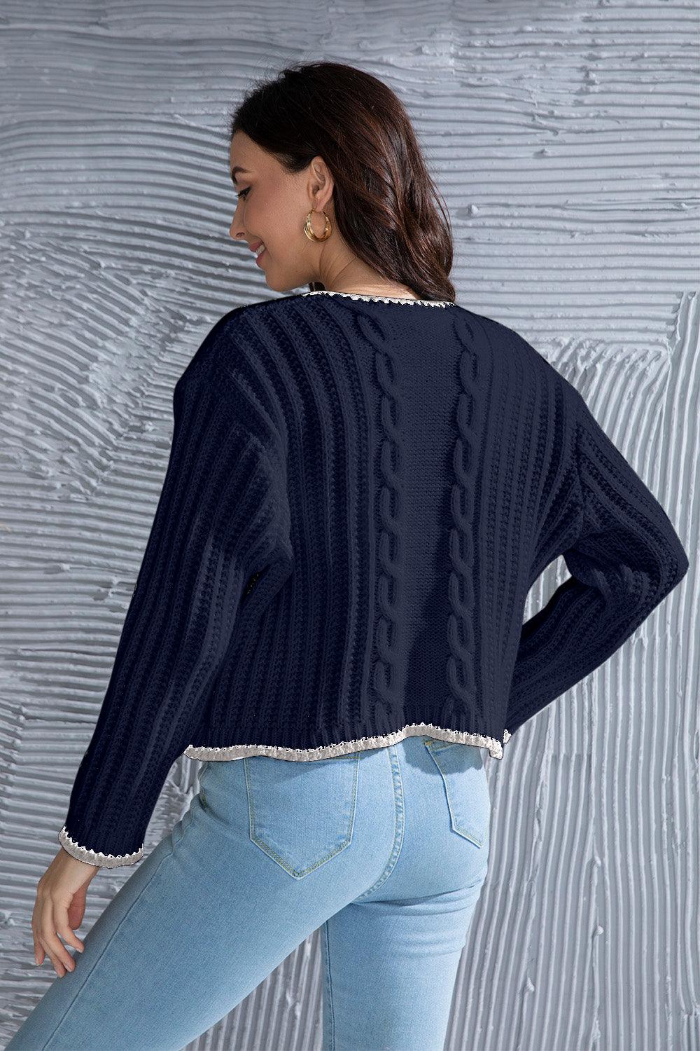 Graphic Cable-Knit Button Up Cardigan Carauana Store