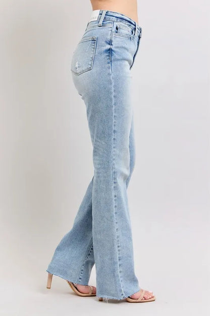 Judy Blue Full Size Mid Rise Light Wash Dad Jeans Plus Size
