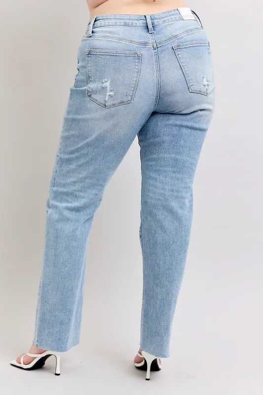 Judy Blue Full Size Mid Rise Light Wash Dad Jeans Plus Size