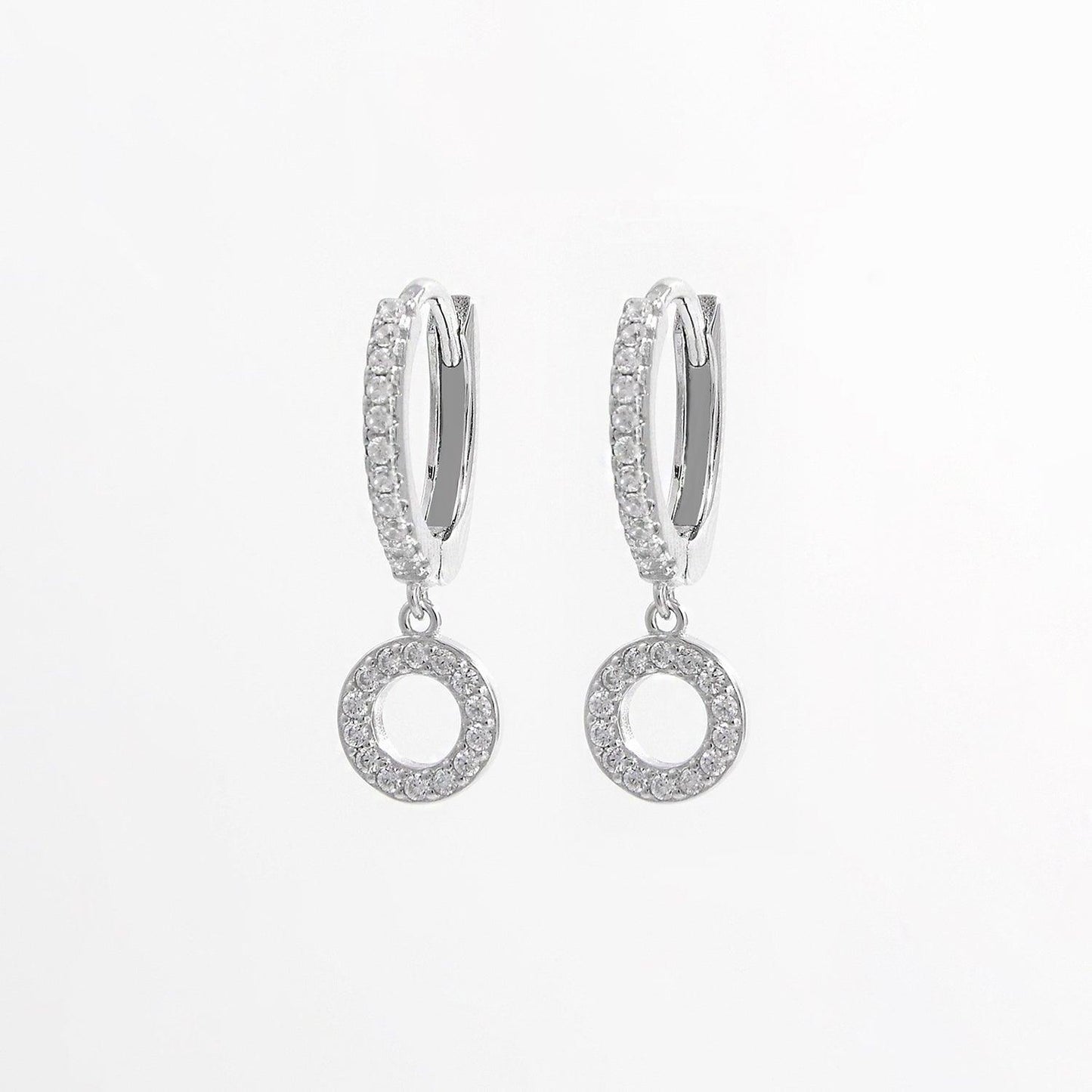 925 Sterling Silver Inlaid Zircon Hoop Dangle Earrings Carauana Store