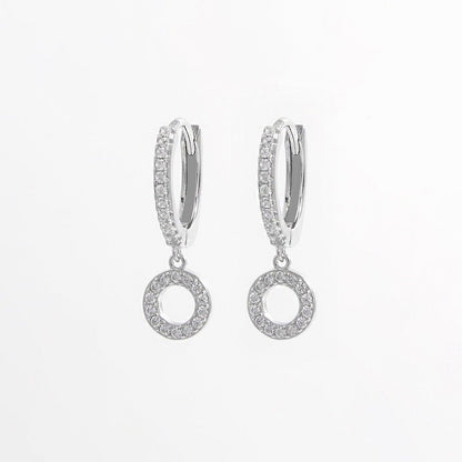 925 Sterling Silver Inlaid Zircon Hoop Dangle Earrings Carauana Store